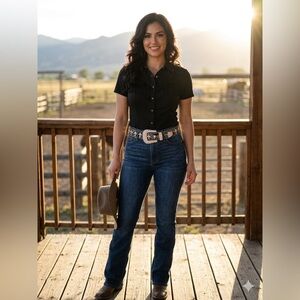 BHW Genuine Leather Cross Rhinestone Western Cowgirl Bling Belt Size large nwot